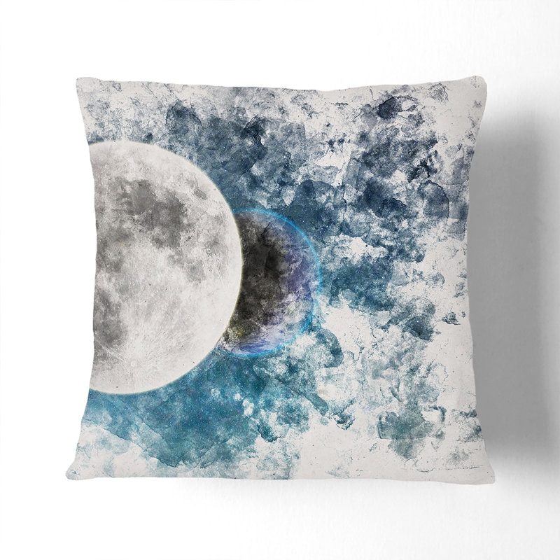 Earth Behind the Moon Cushion with Filling, White, 55cm H x 55cm W x 20cm D