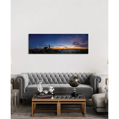 Portland Maine Head Light At Dawn Panorama by OLena - Wrapped Canvas Panoramic Gallery-Wrapped Canvas Giclée