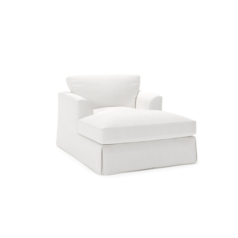 Lucia Upholstered Chaise Lounge, Drusky Moonglow Sustain® Basketweave