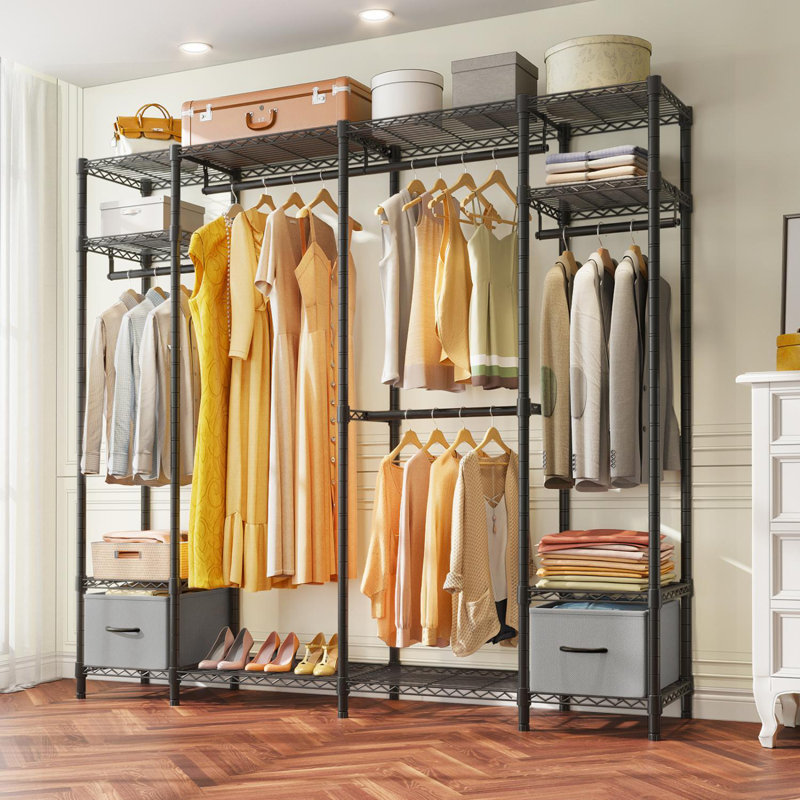 Maquan 76'' Metal Freestanding Garment Rack, Black