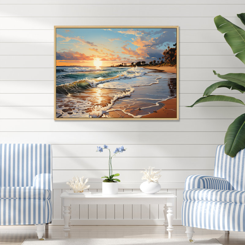 Alikai Beach Sandy Serenade I - impression, H 24 po x l 32 po x P 1 po, Cadre naturel flottant