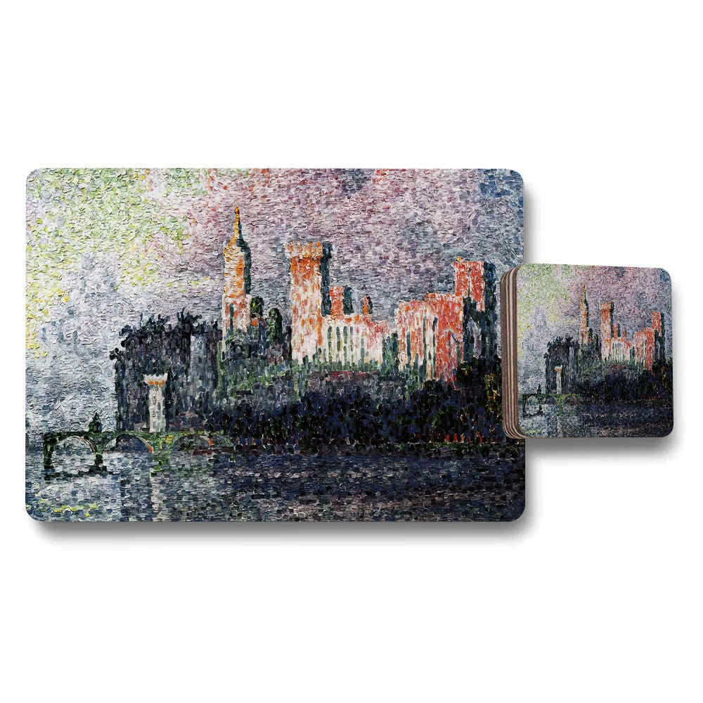 Impressionist City Skyline Placemat And Coaster Set Tableware