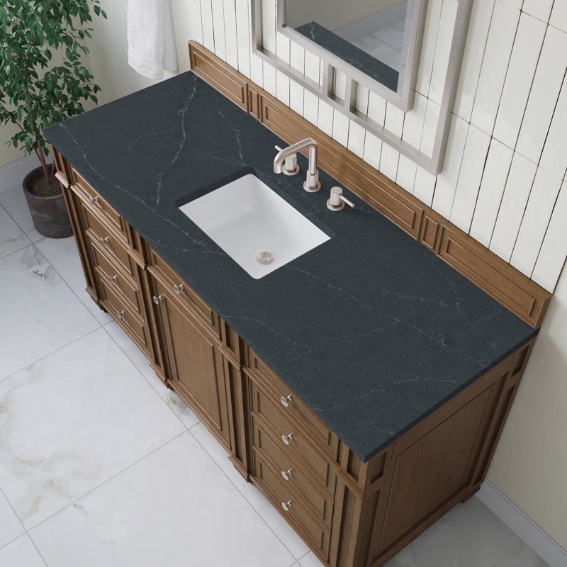 Bristol 60'' W Single Vanity, Saddle Brown, Charcoal Soapstone, 8" Widespread
