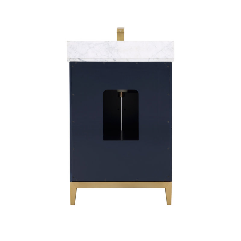 Gracie 24'' W Single Vanity, Pacific Blue, Carrara Marble/Single Faucet Mount