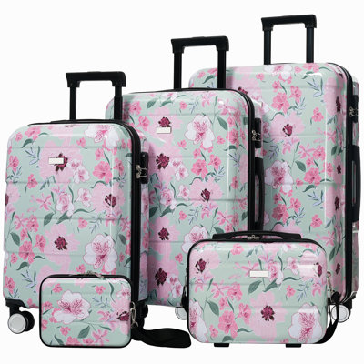 Ensembles de valises, nouveau modèle PC 5 pièces, valises rigides, légères, durables, 20 po, 24 po, 28 po avec étuis de 8 po et 14 po, valise avec roulettes verrouillables