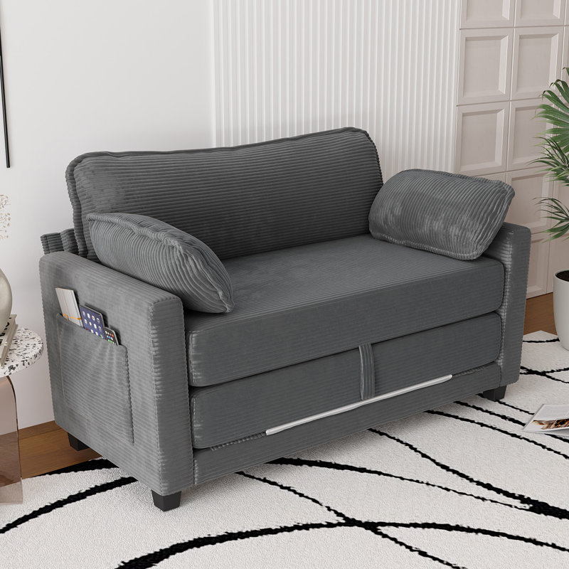Multifunctional Corduroy Sofas, Compact & Modern Sleeper With Storage