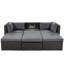 Lit de jour d'extérieur rectangulaire pour patio avec auvent rétractable, siège modulaire en osier avec coussins lavables, cour arrière, porche-725537227