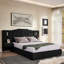 Structure de lit tapissier pour grand lit avec tissu en velours, conception à rayures verticales avec boutons autour du lit plateforme avec tête de lit, structure solide et table de chevet-814276931-814276930