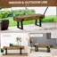 Banc de jardin avec pieds en métal, banc de bout, véranda et pelouse, naturel et noir