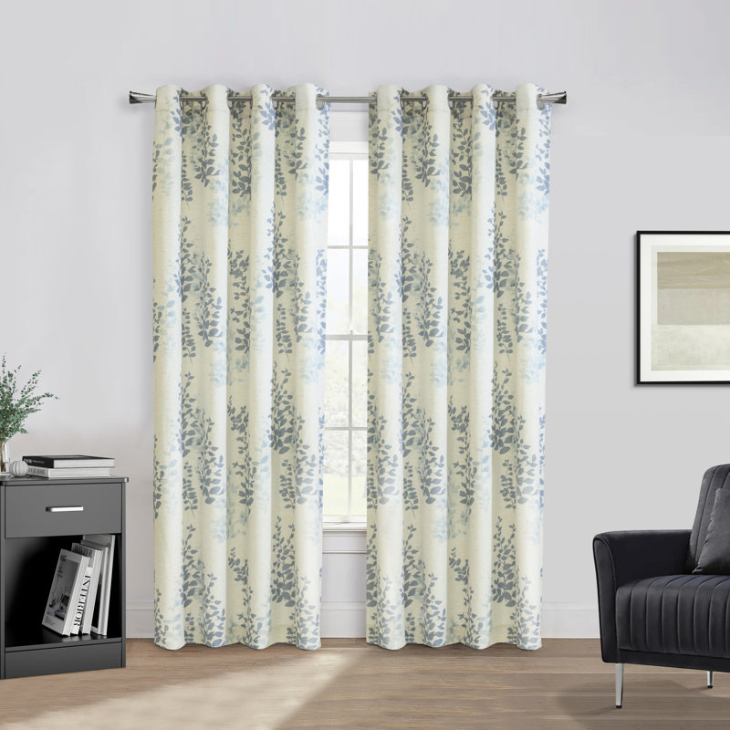 Prenda Grommet Light Filtering Polyester Curtain, Blue, 50" W x 84" L