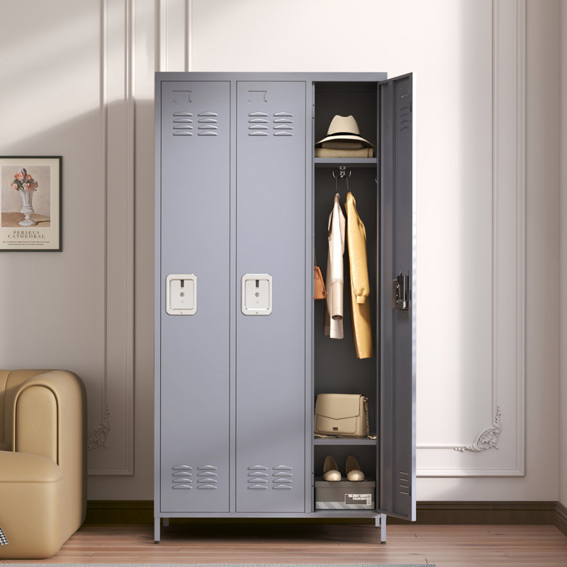 Durable Steel Three-Compartment Storage Locker with Enhanced Security and Easy Assembly for Versatile Use