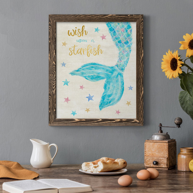 «Mermaid Wish», reproduction sur toile encadrée, H 31,5 po x l 23,5 po x P 1,5 po, Noyer