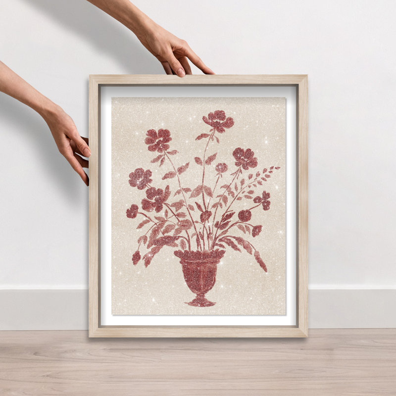 Blooming Vase Shadowbox Floral & Botanical Print by Oliver Gal, Black Frame, 16 x 20, 25.5"H x 31.5"W, Natural Oak Shadowbox