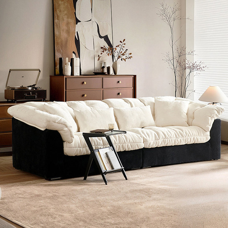 Causeuse-coussin modulaire en chenille noir crème