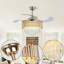 Ventilateur de plafond en cristal doré avec lumières, 3 couleurs à intensité variable, télécommande, plafonnier encastré pour chambre à coucher-35026025