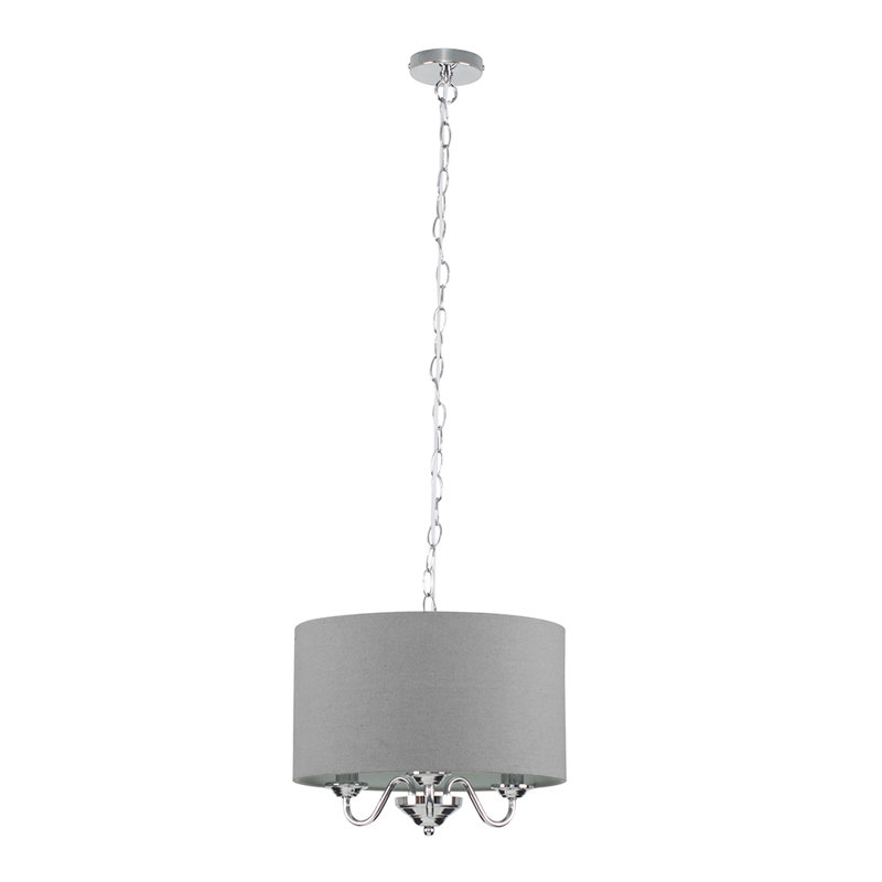 Melancon 3 - Light Chrome Drum Pendant, LED Bulb