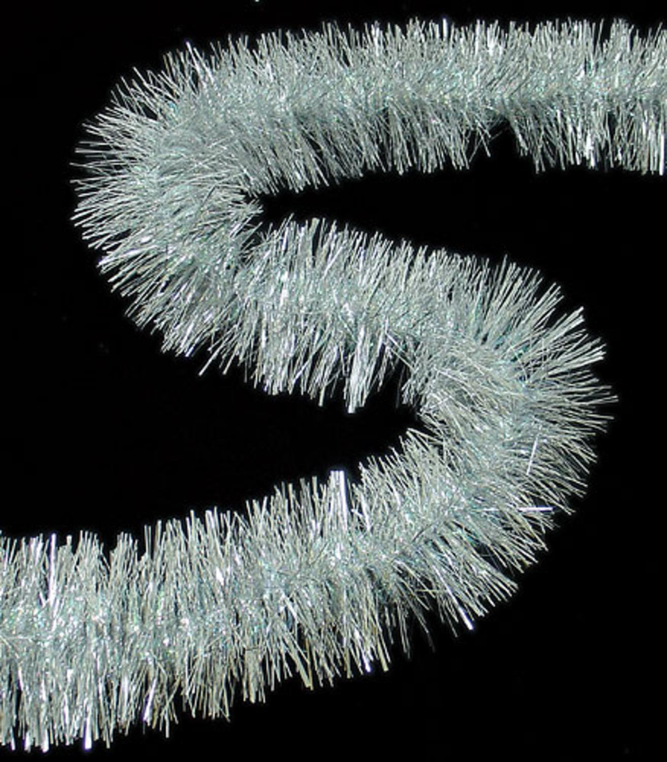 12' Snowblush Tinsel Christmas Garland, Silver