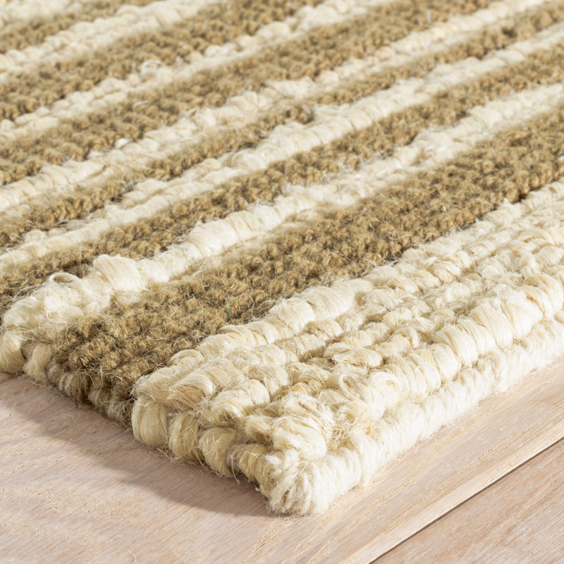 Calder Stripe Kelp Handwoven Jute Rug, Rectangle 3' x 5'