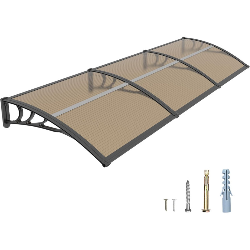 35"D x 120" W Outdoor Awning Patio Window Door Canopy Cover UV Protection Hollow Sheet, 9.84" H  x 120" H  x 35.24" H