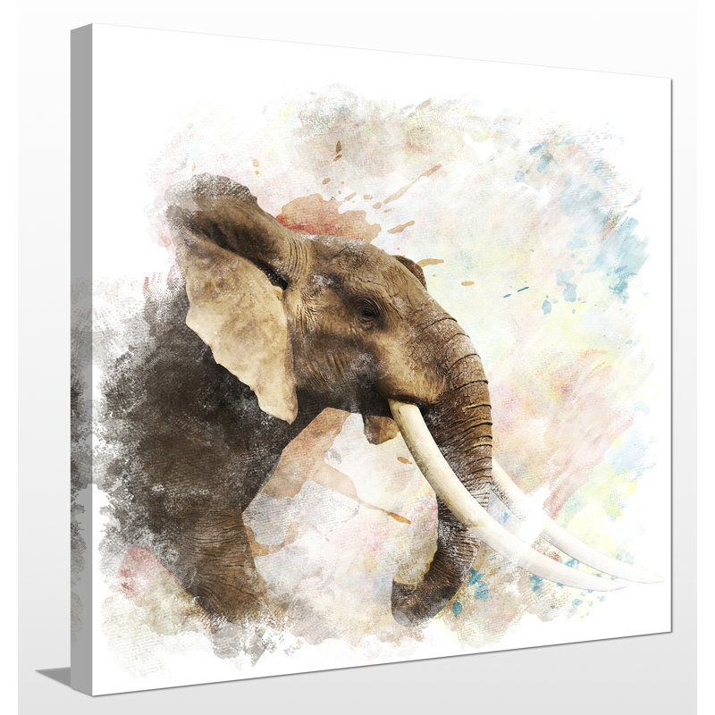 « éléphant », impression sur toile tendue, H 28 po x l 28 po x P 1,5 po
