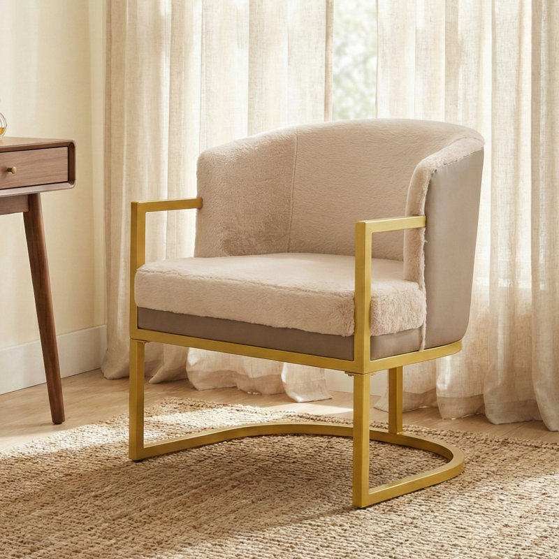 Chaise de lecture rembourrée Modern, Polyester brun