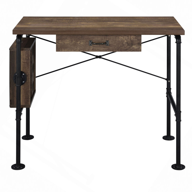 Desk,Weathered Oak And Black 1-Drawer Writing Desk