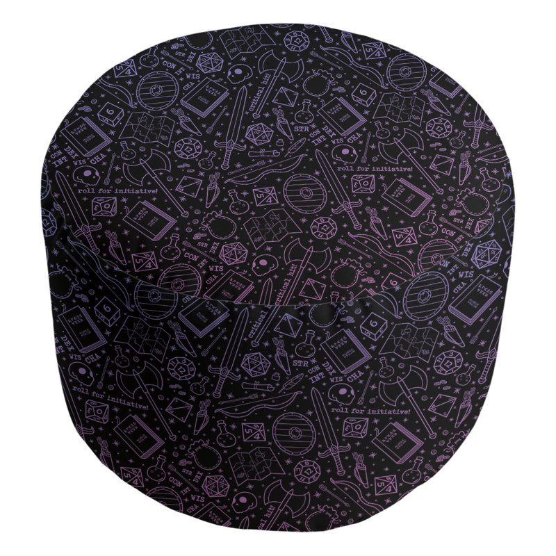 Avicia Upholstered Pouf, Purple/Black
