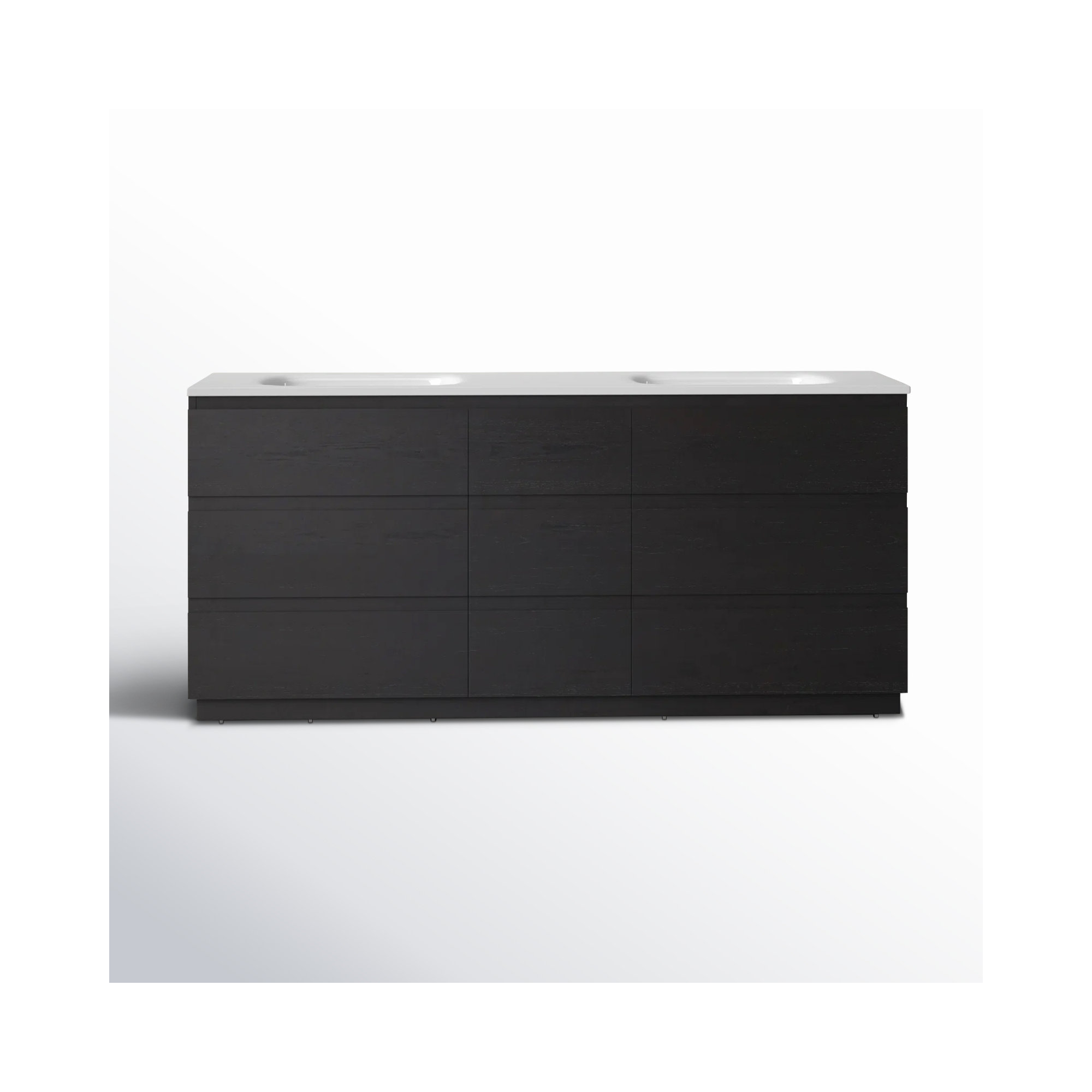 Arla 72'' Natural Wood Veener Plywood Bathroom Vanity with Engineered Solid Surface Top, Charcoal