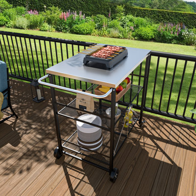 Outdoor Folding Grill Cart With Wheels