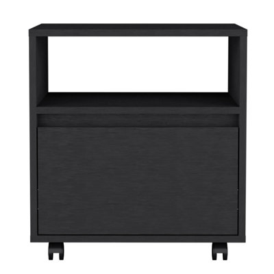 Table de chevet moderne, table de bout, roulettes de table d'appoint, tiroir simple - noir