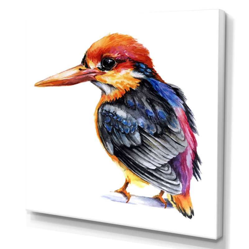 Oiseau martin-pêcheur coloré, H 30 po x l 30 po x P 1 po, Toile tendue