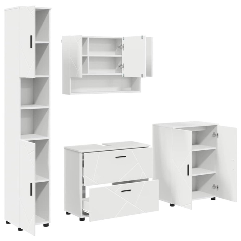 Wall Mounted Required Bathroom Storage Furniture Set, White