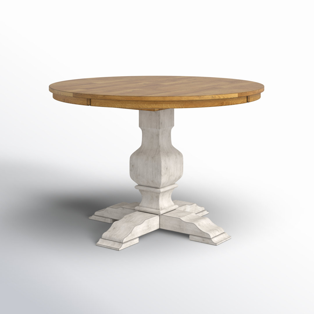Fortville Rubberwood Solid Wood Pedestal Dining Table Three Posts™ Base Color: Antique White