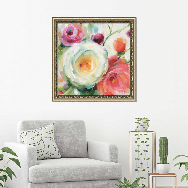 " Florabundance II ", 21.5" H x 21.5" W x 0.75" D, Champagne Framed