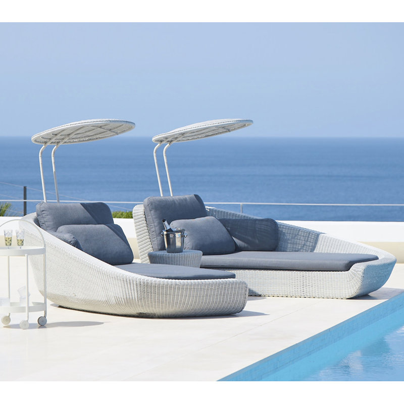 Kingston Outdoor Round Side Table, White Gray