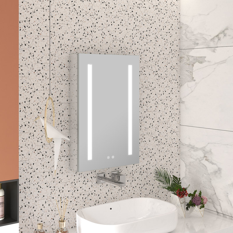 30 Inch H Recessed or Surface LED Mirror Cabinet With Defogger And Adjustable Shelves, 30" H x 20" W x 4.63" D, Left