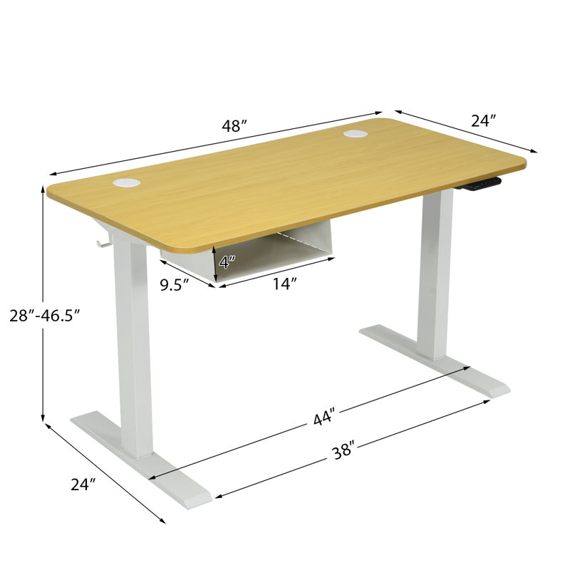 Bureau à hauteur réglable Gramm, Beige / blanc
