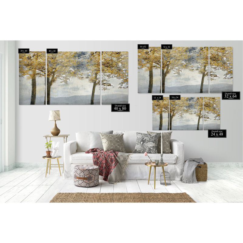 " Ridgetop View " 3 - Pieces, 40" H x 60" W x 1.5" D