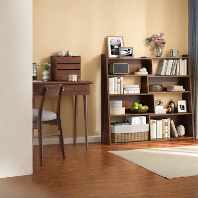 Bibliothèque extensible avec rangement, 120 cm (47,17 po) en bois MDF, style rustique moderne pour la maison