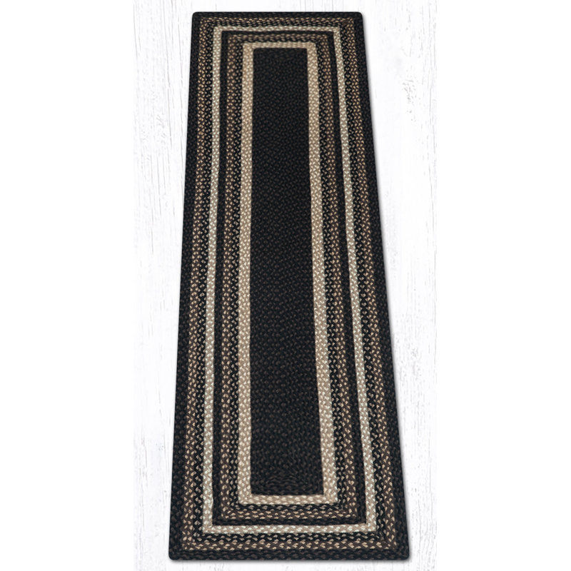  Mocha/Frappuccino Oblong Braided Rug Handwoven Jute, Runner 2' x 8'