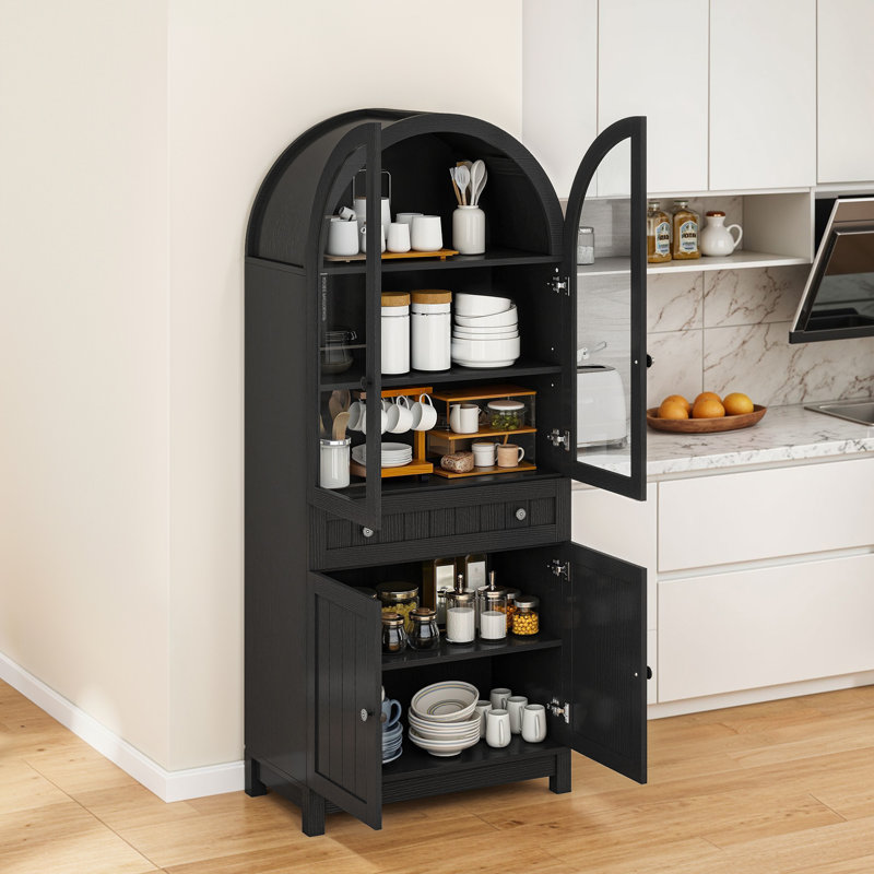  Armoire garde-manger arquée de 71 po de hauteur avec portes, Noir, noir, noir, noir