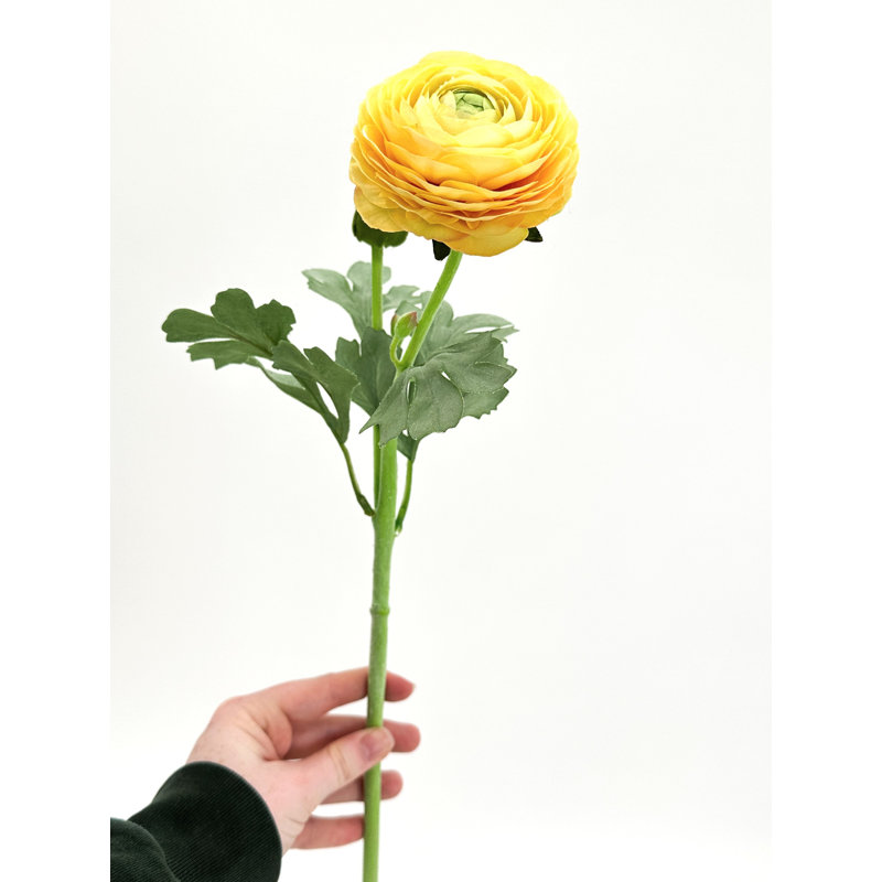 1 fleur artificielle de haute qualité Ranunculus, Jaune