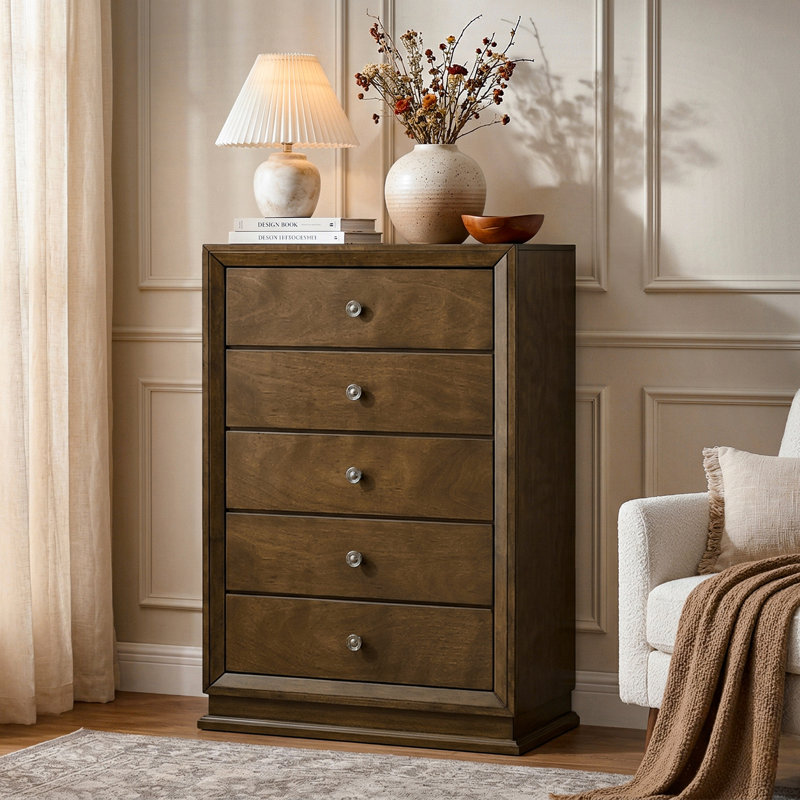 Hardeman 32"W 5-Drawer Wood Chest