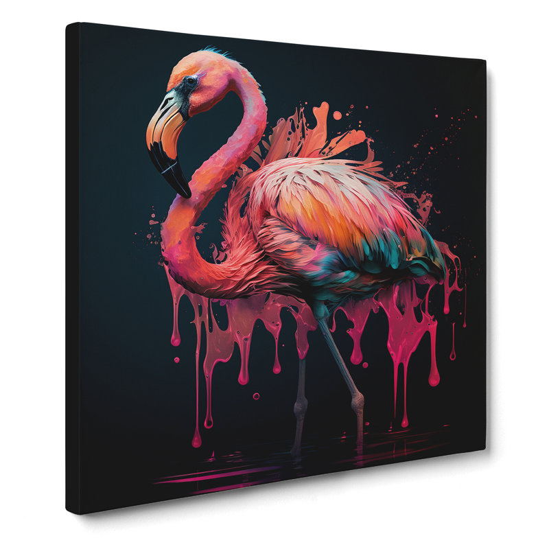 Flamingo Digital Art No.1 - Wrapped Canvas, 50cm H x 50cm W x 3cm D