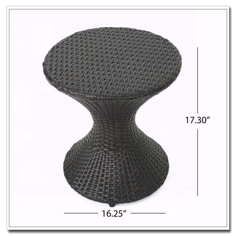 16-inch Multi-brown Wicker Hourgla Side Table