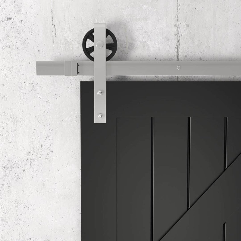 Porte de grange en bois peint avec trousse de quincaillerie d'installation, Espresso