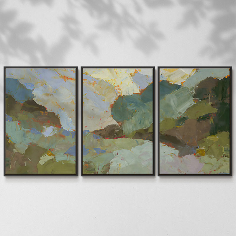 " Sojourn " 3 - Pieces, Black, 24" H x 48" W x 2" D