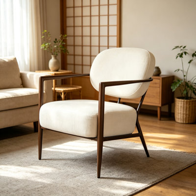 Chaise d'appoint moderne avec structure en métal, chaise d'appoint rembourrée en tissu Softy, fauteuil de détente confortable Mid-Century pour salon, coin lecture, chaise d'invité de loisirs simple (blanc - 1pc)