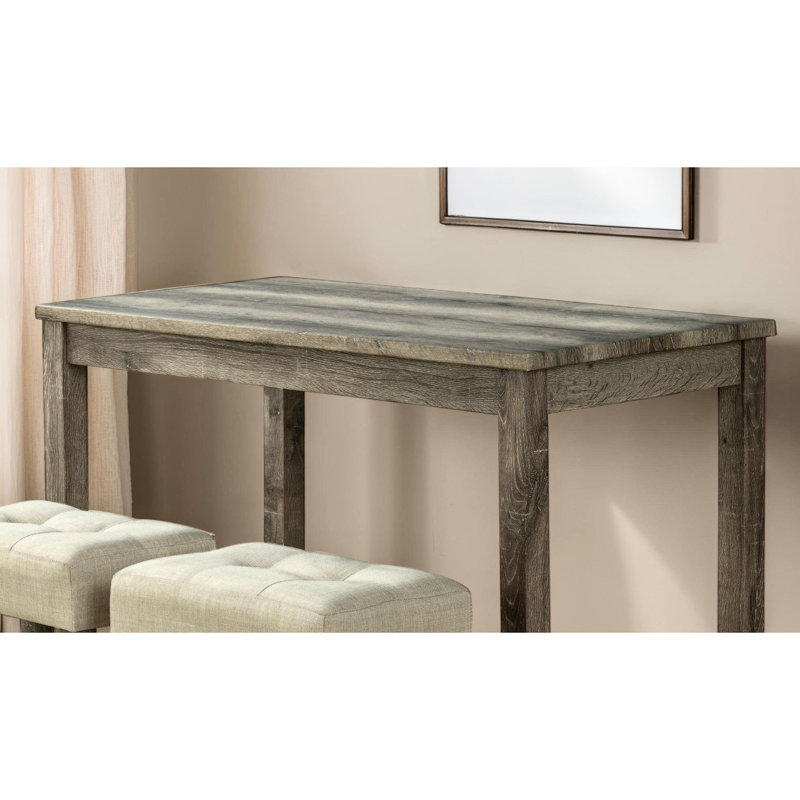 Table à manger transitionnelle 3 pièces avec coussins de siège en tissu, table brun / beige et 2 tabourets, 42 tabourets modernes à 4 pieds, couleur beige / brun