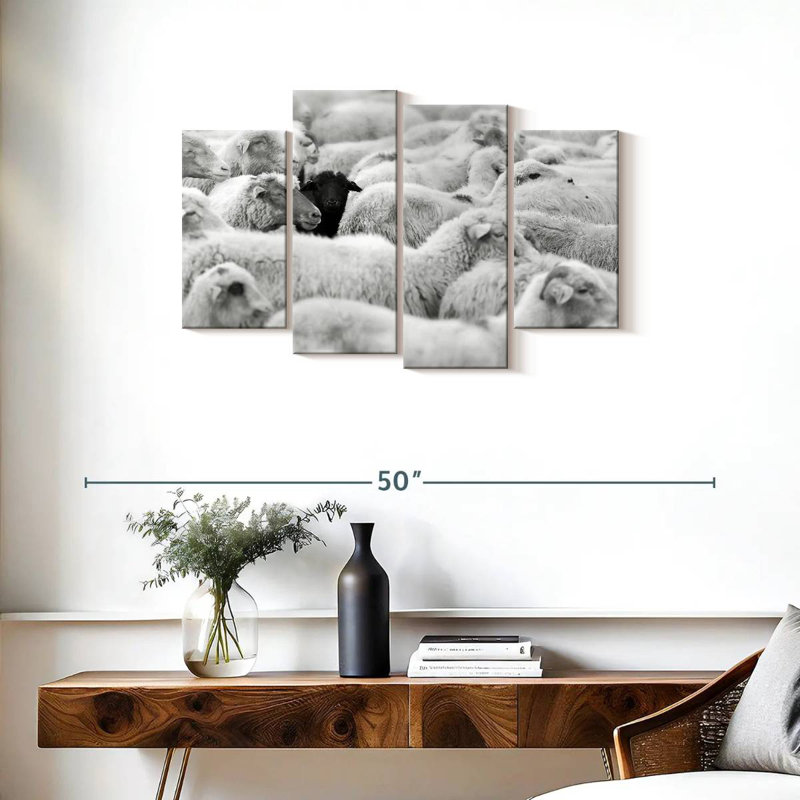 Distinct Black Sheep, 22" H x 36" W